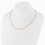 Sterling Silver Rose Gold-plated Large Off-Set Sideways Curved Cross Necklace - Product Photo