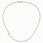 Sterling Silver Rose Gold-plated Large Off-Set Sideways Curved Cross Necklace - Product Photo