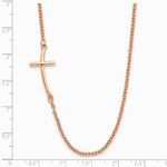 Sterling Silver Rose Gold-plated Large Off-Set Sideways Curved Cross Necklace - Product Photo