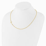 Sterling Silver Yellow Gold-plated Large Off-Set Sideways Curved Cross Necklace - Product Photo
