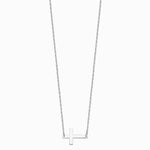 Sterling Silver Rhodium-plated Large Sideways Cross Necklace - Product Photo
