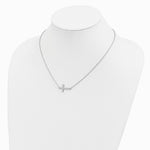 Sterling Silver Rhodium-plated Large Sideways Cross Necklace - Product Photo