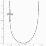 Sterling Silver Rhodium-pltd CZ Offset Sideways Cross with 2in Ext Necklace - Product Photo