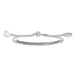 Sterling Silver Antiqued Reflections Crystal Love Heart Adjust Bracelet - Product Photo