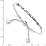 Sterling Silver Antiqued Reflections Crystal Love Heart Adjust Bracelet - Product Photo