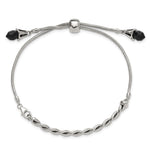 Sterling Silver Antiqued Reflections Black Crystal Adjustable Bracelet - Product Photo