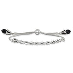 Sterling Silver Antiqued Reflections Black Crystal Adjustable Bracelet - Product Photo