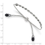Sterling Silver Antiqued Reflections Black Crystal Adjustable Bracelet - Product Photo