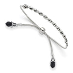 Sterling Silver Antiqued Reflections Black Crystal Adjustable Bracelet - Product Photo