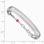 Sterling Silver RH-plated Enamel & Crystal PRINCESS with Chain Baby Bangle - Product Photo