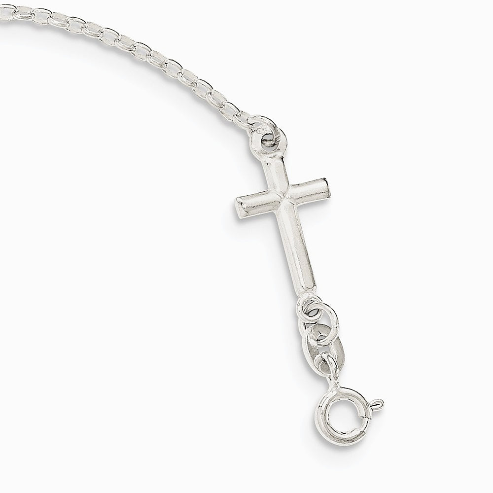 Sterling Silver Polished Enamel FAITH and Cross Bracelet - Product Photo