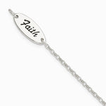 Sterling Silver Polished Enamel FAITH and Cross Bracelet - Product Photo