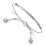 Sterling Silver Antiqued Filigree Drops Adjustable Bracelet - Product Photo