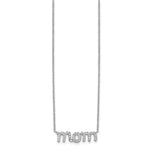 Sterling Silver Rhodium-plated MOM with CZ Necklace - Product Photo