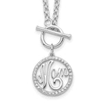 Sterling Silver Rhodium-plated Polished CZ MOM 18 inch Necklace - Product Photo