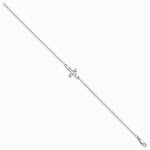 Sterling Silver Rhodium-plated Jesus Cross Anklet - Product Photo