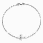 Sterling Silver Rhodium-plated Jesus Cross Anklet - Product Photo