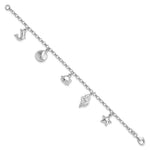 Sterling Silver Rhodium-plated Beach Theme 7 inch Charm Bracelet - Product Photo