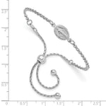 Sterling Silver Rhodium-Plate Miraculous Medal Adjustable 4-9in Bracelet - Product Photo