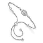 Sterling Silver Rhodium-Plate Miraculous Medal Adjustable 4-9in Bracelet - Product Photo