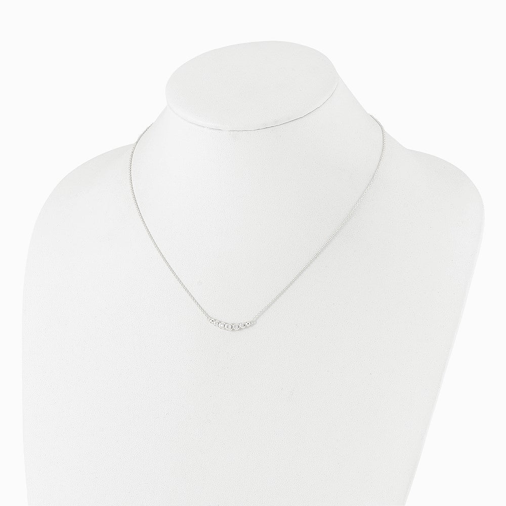 Sterling Silver Graduated CZ 18in Bar Necklace - Product Photo