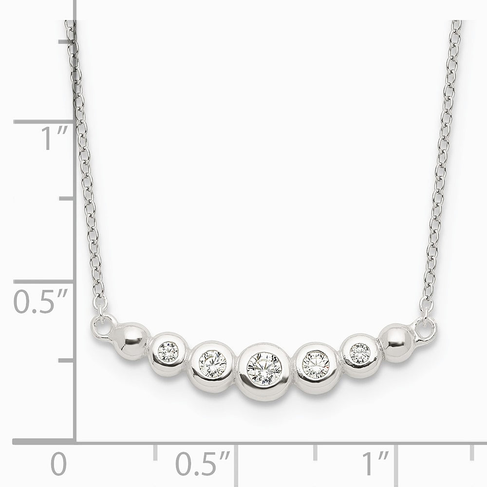 Sterling Silver Graduated CZ 18in Bar Necklace - Product Photo