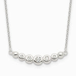 Sterling Silver Graduated CZ 18in Bar Necklace - Product Photo