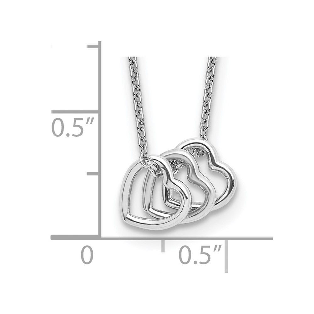 Sterling Silver Rhodium-plated 18in Hearts Necklace - Product Photo