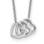 Sterling Silver Rhodium-plated 18in Hearts Necklace - Product Photo
