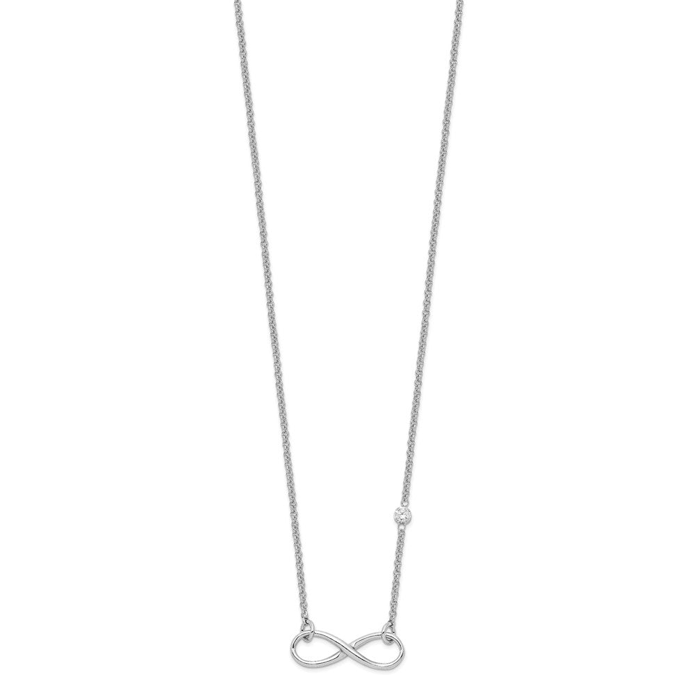 Sterling Silver Rhodium-plated CZ Infinity Knot Necklace - Product Photo