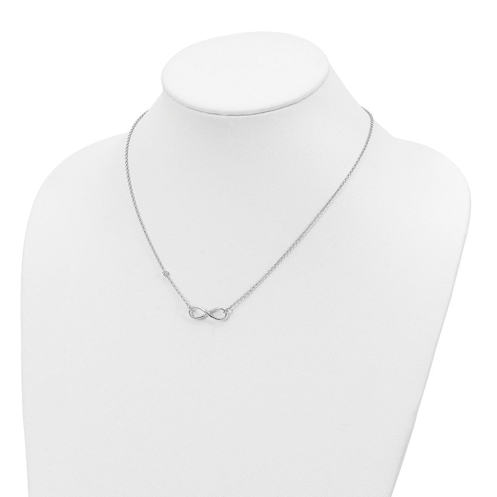 Sterling Silver Rhodium-plated CZ Infinity Knot Necklace - Product Photo
