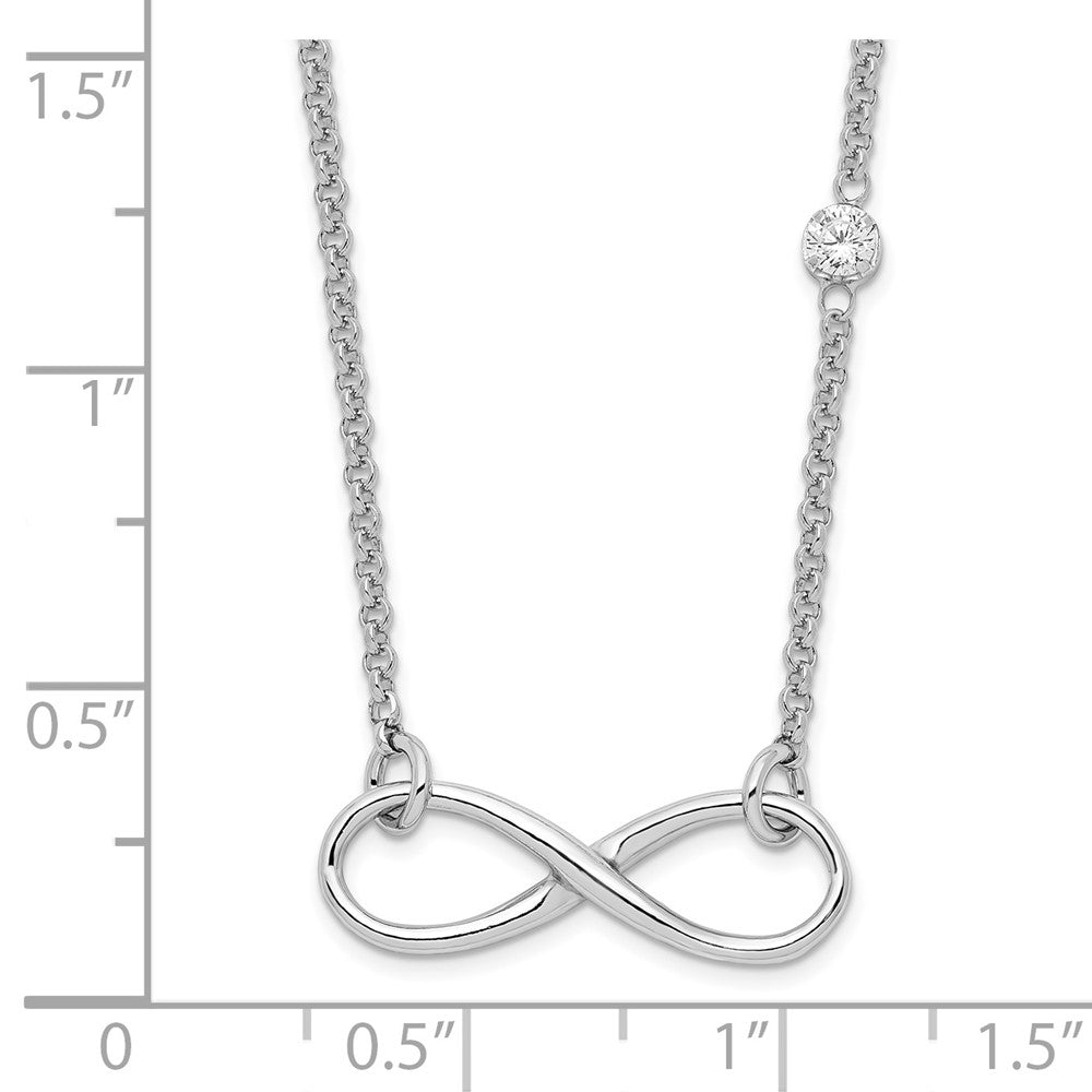 Sterling Silver Rhodium-plated CZ Infinity Knot Necklace - Product Photo