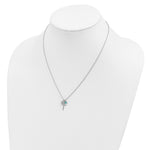 Sterling Silver Rhodium-plated Created Blue Opal Cross Necklace - Product Photo