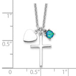Sterling Silver Rhodium-plated Created Blue Opal Cross Necklace - Product Photo