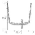 Sterling Silver Rhodium-plated CZ Sideways Cross with 2 inch ext Necklace - Product Photo