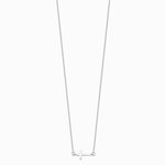 Sterling Silver Rhodium-plated w/ 2in ext. Sideways Cross Necklace - Product Photo