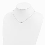 Sterling Silver Rhodium-plated w/ 2in ext. Sideways Cross Necklace - Product Photo