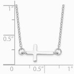 Sterling Silver Rhodium-plated w/ 2in ext. Sideways Cross Necklace - Product Photo