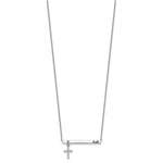 Sterling Silver RH-plated CZ Cross Enamel FAITH 16in w/2inext. Bar Necklace - Product Photo