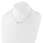 Sterling Silver RH-plated CZ Cross Enamel FAITH 16in w/2inext. Bar Necklace - Product Photo