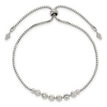 Sterling Silver Rhodium-plated Diamond-cut Beaded Adjustable Bracelet - Product Photo
