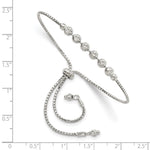 Sterling Silver Rhodium-plated Diamond-cut Beaded Adjustable Bracelet - Product Photo