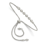Sterling Silver Rhodium-plated Diamond-cut Beaded Adjustable Bracelet - Product Photo