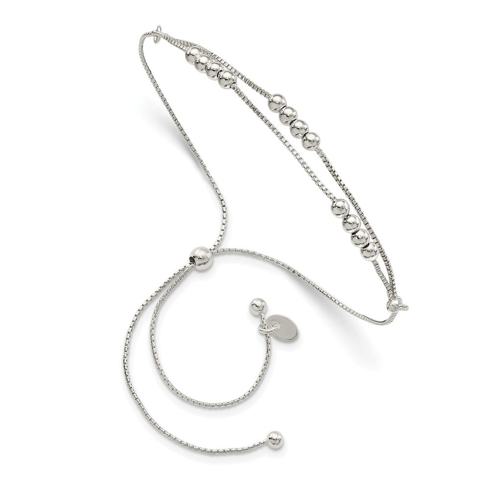 Sterling Silver Polished Beaded 2-Strand Adjustable Bracelet - Product Photo