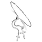 Sterling Silver Rhodium-plated Cross Adjustable 5in to 8.75in Bracelet - Product Photo