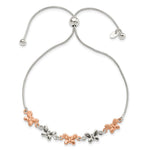 Sterling Silver w/Rose-tone Butterfly Adjustable Bracelet - Product Photo
