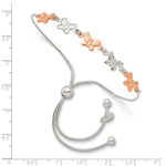Sterling Silver w/Rose-tone Butterfly Adjustable Bracelet - Product Photo