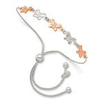 Sterling Silver w/Rose-tone Butterfly Adjustable Bracelet - Product Photo
