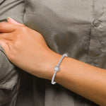 Sterling Silver Rhodium-plated CZ Adjustable Bracelet - Product Photo