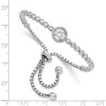 Sterling Silver Rhodium-plated CZ Adjustable Bracelet - Product Photo